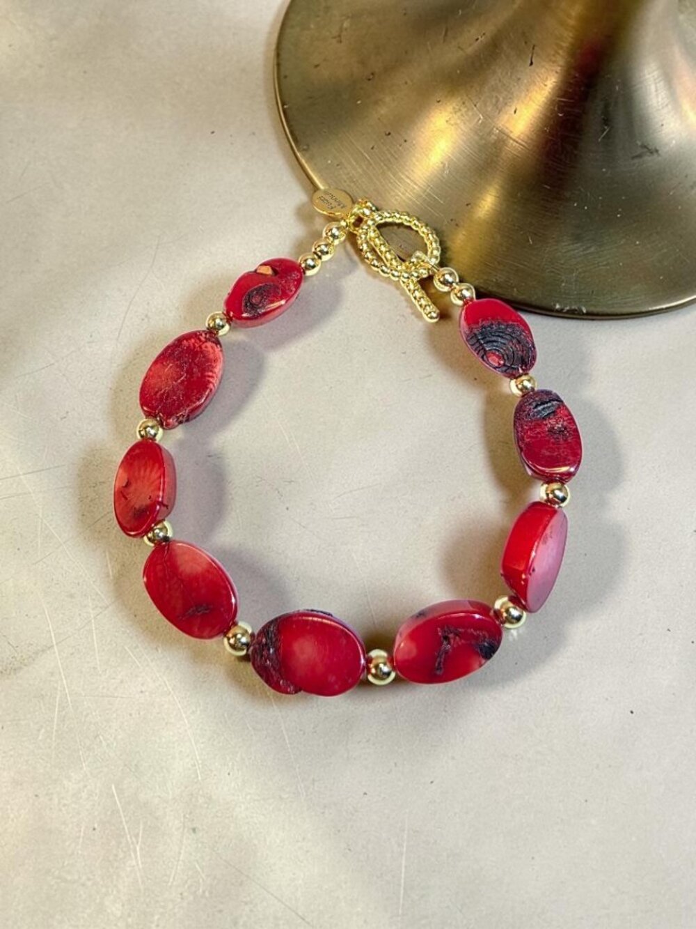 Beautiful Carnelian and Gold-Filled Bead Bracelet by Fucci Minnulli  NWT